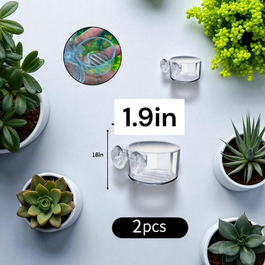 Aquarium Fish Feeder and Plant Holder with Suction Cup - 2pc Set