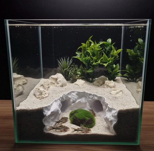 The Rapids - Aquarium Cave Tunnel Decor – White Rock Arch Aquascape | Natural Fish, Shrimp and Reptile Hideout - Dual Entry Design