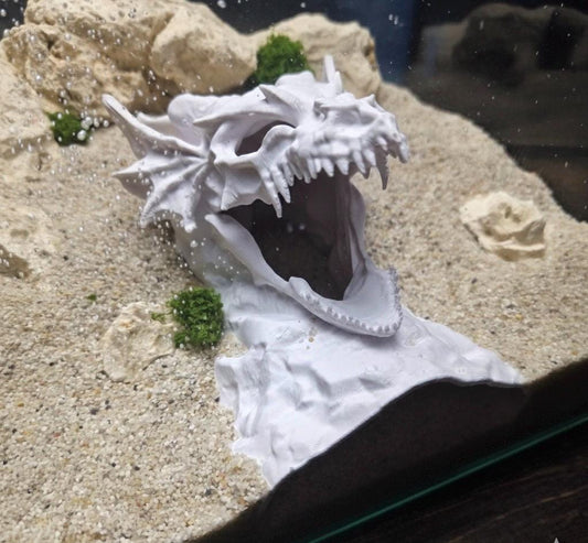 Underground Dragon Aquarium Cave Decor | Fantasy Dragon Lair Fish Hide | Aquascape Cave for Fish, Shrimp and Reptiles