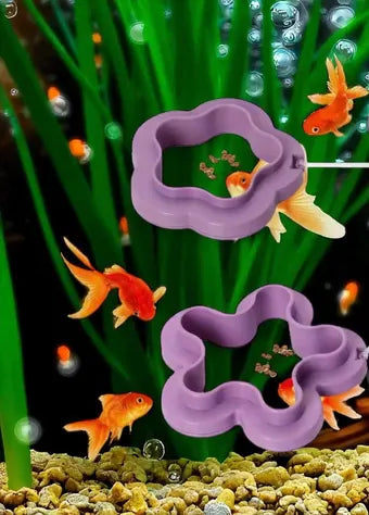 Floating fish Feeder Rings With Suction Cup - Aquarium Decor - Heart and Flower Shaped