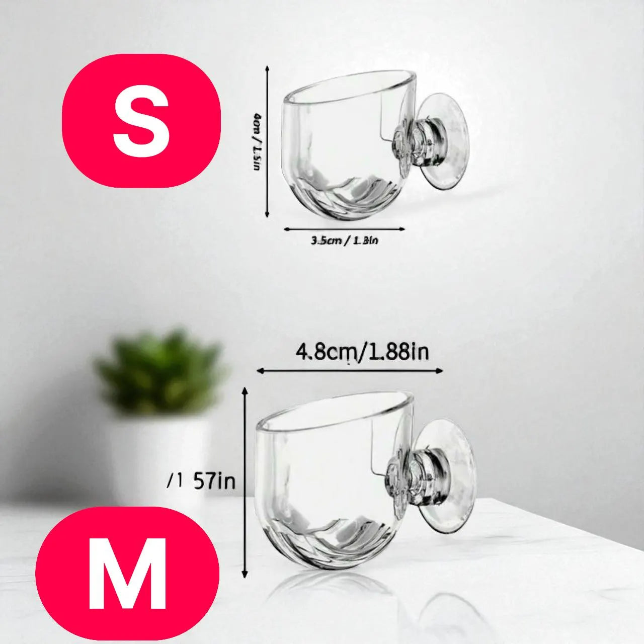 Aquarium Fish Feeder and Plant with Sucti Holder on Cup - 2pc Set