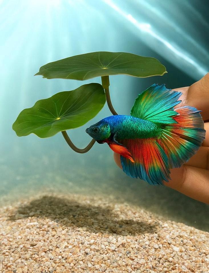 Silk Betta Resting Leaf – Aquarium Fish Bed, Double Leaf Design