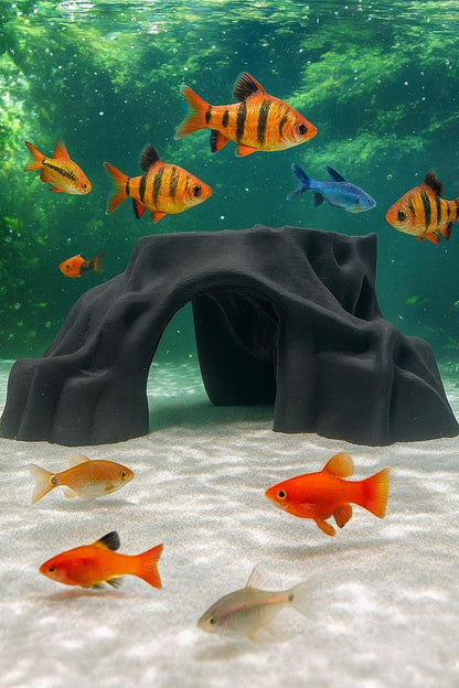 Aquarium or Reptile Cave Hideout – Natural Rock Style Shelter for Fish, Betta, Shrimp & Reptiles – Terrarium Tank Decor