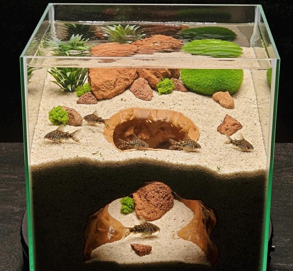 Shadowstone Canyon | Underground Bottom Dweller Den - Realistic Cave for Aquascaping