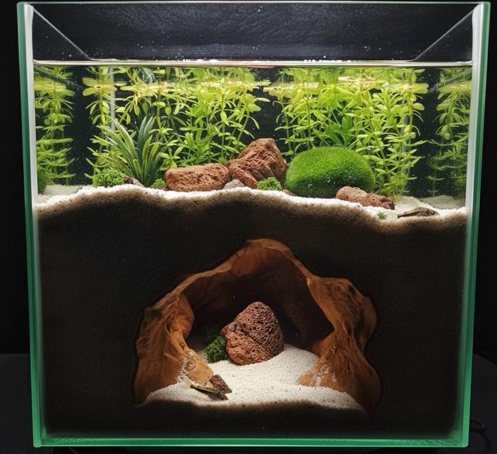 Shadowstone Canyon | Underground Bottom Dweller Den - Realistic Cave for Aquascaping