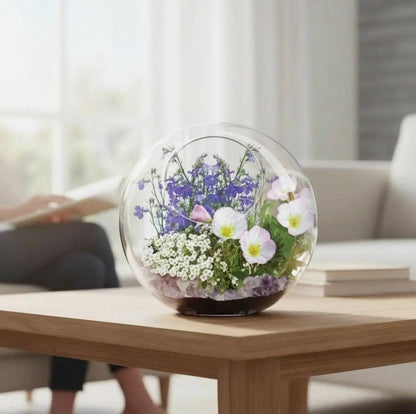 Mini Fairy Triad | Self-Sustaining Glass Terrarium | Flower Terrarium  Living Glass Terrarium Garden | Ecosystem Plant Display