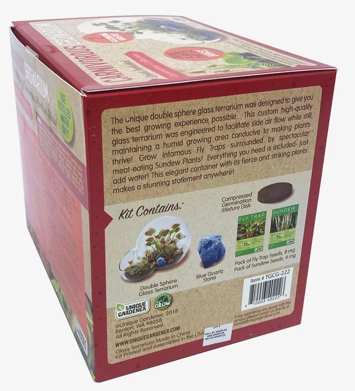 Venus Fly Trap and Sundew Growing Kit  Carnivorous Plant Starter Kit  Live Flytrap Plant with Soil & Terrarium  Beginner Plant Kit
