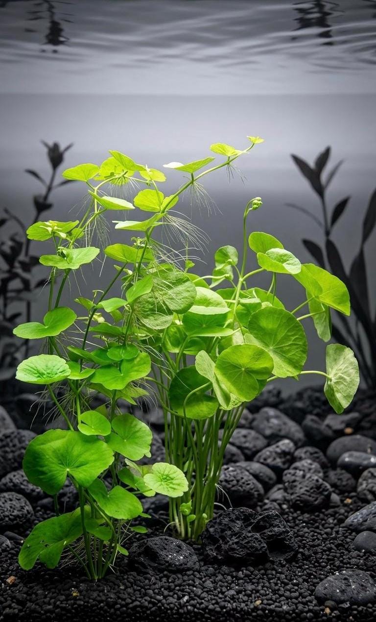 Brazilian Pennywort Potted | Live Aquarium Plant | Hydrocotyle Leucocephala | Easy Floating or Planted Stem Plant | Fish Tank Aquatic Plant